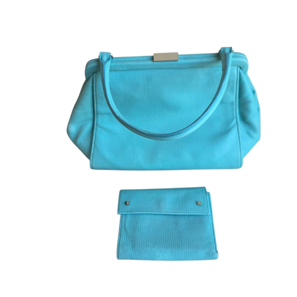 Banana Republic Blue Mini Purse & Matching Wallet Magnetic Close